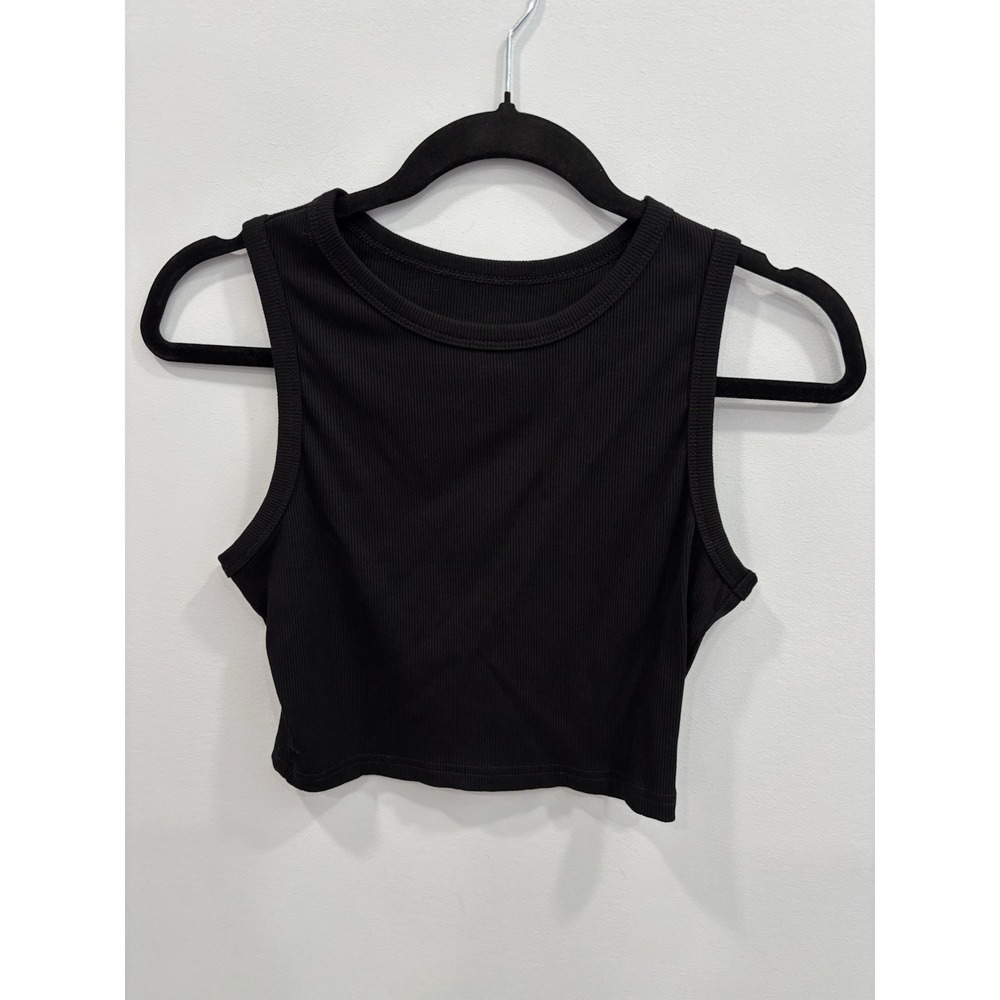 NEW Ribbed Cropped Racerback Tank Top High Neckline Size Medium Layering Basic